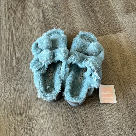 Birkenstock Free People Papillio Sandals Womens 39 US 8 Sherpa Big Buckle Blue - Picture 4 of 8